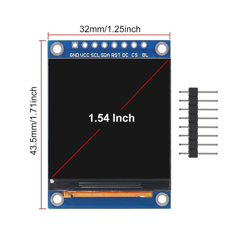 XIITIA 2pcs 1.54" SPI TFT LCD Display Module 240x240 RGB LCD Screen 3.3V ST7789 Drive SPI Interface 8pin Full Color for Arduino DIY - Image 3